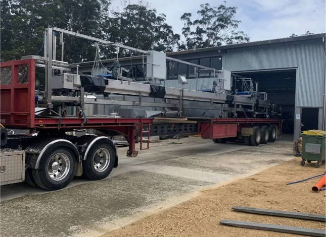 Line loaded on extended truck for transport to the customer